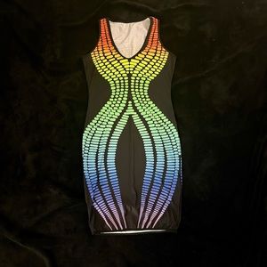No Brand rainbow silhouette body con midi dress